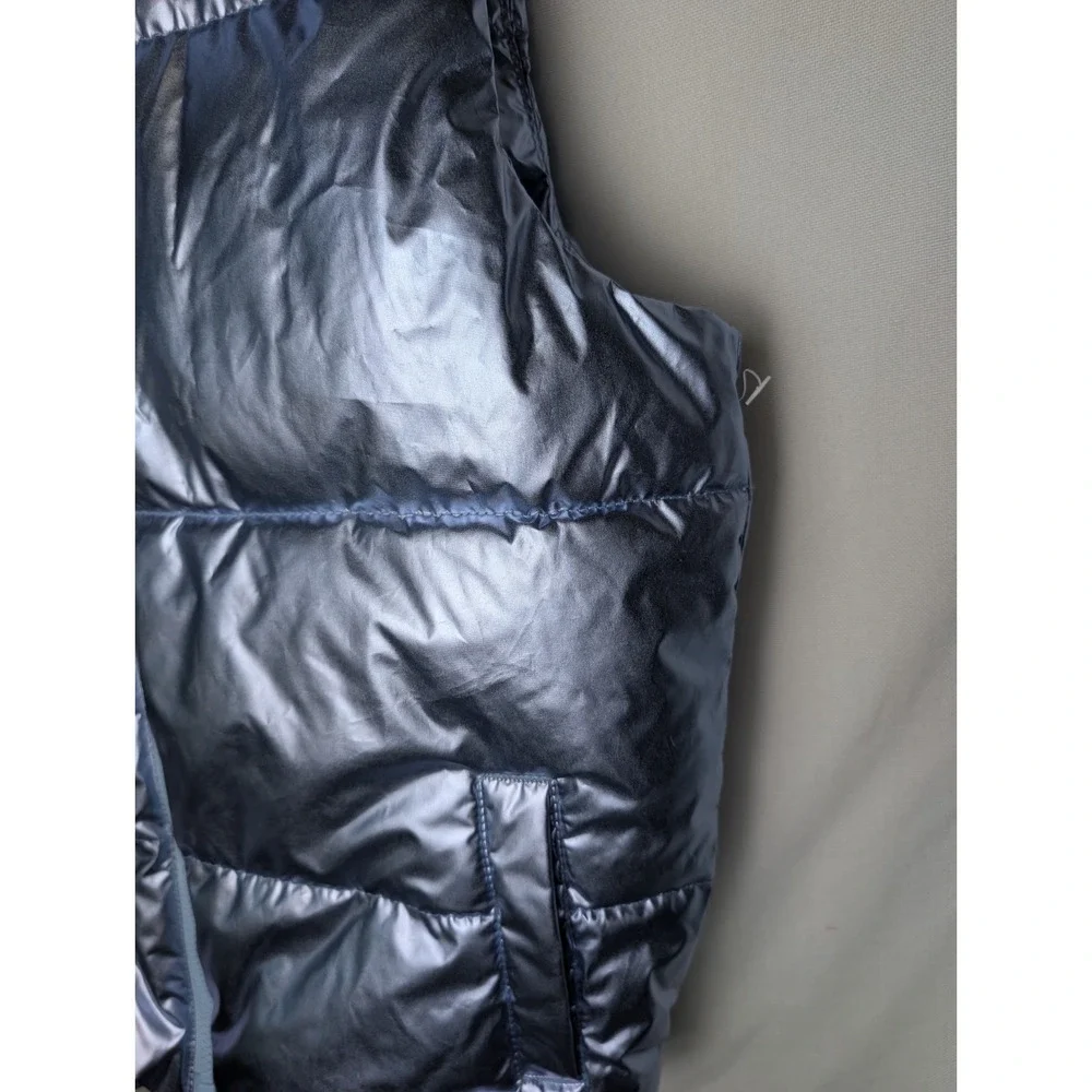 Old Navy Blue Metallic Girls Puffer Vest Zip Up Sz XL 14-16